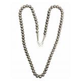 Vintage Sterling Navajo Bench Bead Necklace