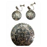 925 Vintage Mexican Sterling Sun God Set