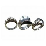 Three Sterling Unique Rings