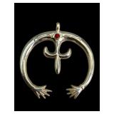 Large Sterling & Coral Pendant