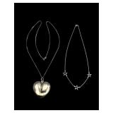 Silver Heart Necklace & Sterling Star Chain