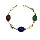 14k Carved Stone Scarab Bracelet