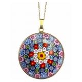 14k Chain & Murano Glass Millefiori Pendant