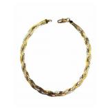 14k Triple Tone Braided Gold Bracelet
