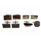 3 Pair & 2 Single Sterling & 800 Silver Cufflinks