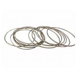 12 Sterling Bangles with Taxco Style Markings