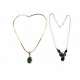 2 Sterling & Silver Necklaces, Malachite & Lapis