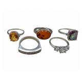 5 Sterling & Colored Stone Rings