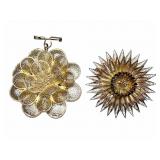 2 Sterling Filigree Floral Brooches