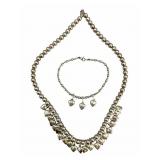 Vintage Sterling Dangling Hearts Set