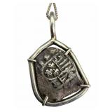 Sterling Chain & Silver Cob Coin Pendant