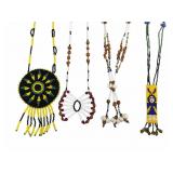 4 Native American Beaded Necklaces Collection