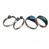 4 Sterling Gemstone Rings
