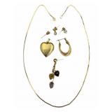 14k Mixed Lot, Chain & Single Earrings