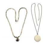 2 Sterling Necklaces with Amethyst & Plain