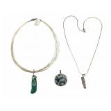 Sterling Jewelry Lot: Collar, Chain & Pendant