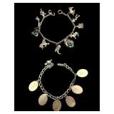 2 Sterling Charm Bracelets, Southwestern & Name