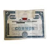 Keystone Cement Canceled Bonds & State Quar.,