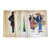 21 WPA MEP Hand-Colored Costume Prints