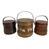 4 Wooden Firkin Buckets