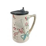 Victorian Ceramic Hot Water Jug with Pewter