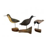 3 Carved Wooden Shorebirds