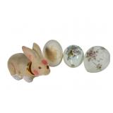Victorian Milk Glass Easter Eggs & Bunny
