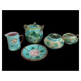 Antique Majolica Sugar Dishes, Creamers & Saucer