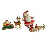 Vtg Christmas Decorations Lot, Santa & Reindeer