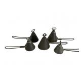 Five Metal Cone-Shaped Ice Cream Scoops