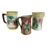 Majolica Creamer Pitchers & Planter Pot
