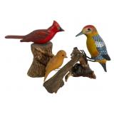 Three Carved Wood Birds by Chapman & Inhaley