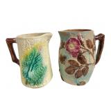 Majolica Pitchers, Wild Rose & Fern