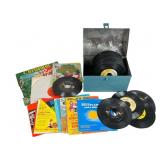 Tin Box with 45 Records, Disney & Holiday 1950s