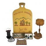 Country Home Decor Grouping with Large Wooden