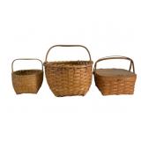 Three Handwoven Baskets Including Longaberger