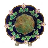 George Jones Majolica Strawberry Leaf Bowl