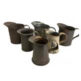 6 Metal Measuring Pitchers & Jugs