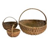 3 Handwoven Splint Baskets