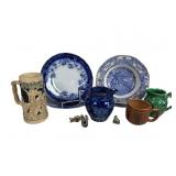 German Blue & White Beer Stein & Cobalt Plate