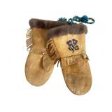 Vintage Inuit Moose Hide Gauntlets with Bead