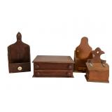 Wood Spool Cabinet, Salt Box & Candle Boxes