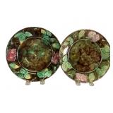 Majolica Plates with Raised Floral