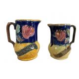 Majolica Fern & Rose Pitchers