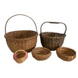 Five Handwoven Baskets