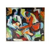 Large Modernist Oil on Canvas by May Bender