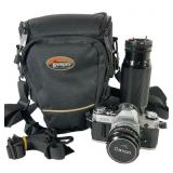 Canon AE-1 SLR Camera & Lenses with Lowepro