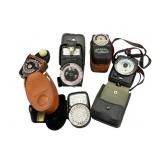 5 Light Meters Camera w/Cases 1950s +