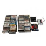 Cassette Tape Lot, GE Player & Cleaners