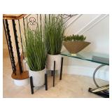 Three Faux Planters with Modern Stands
